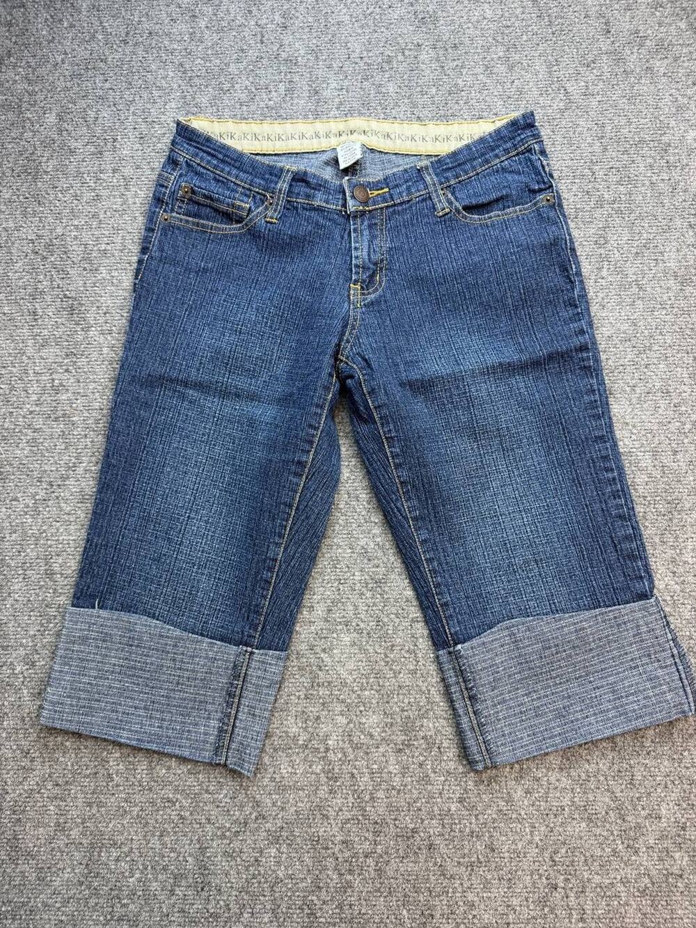 Vintage Y2K KaKi Women’s Juniors Size 7 Blue Stretch Denim Capri Jeans Cuffed